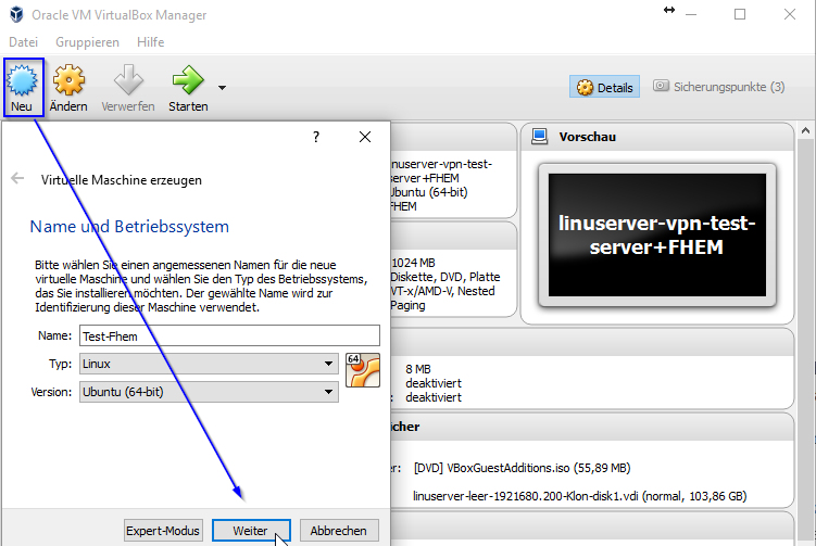 fhem-neue_vm_Oracle VM VirtualBox Manager